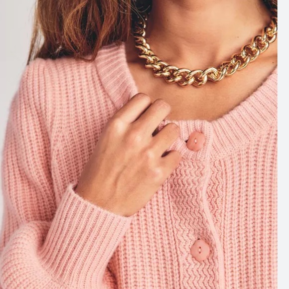 NWT LOVESHACKFANCY Branton Cropped Cardigan in Rosebud - Picture 4 of 14